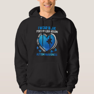 Grandma Grandpa I Wear Blue For My Grandson Autism Hoodie