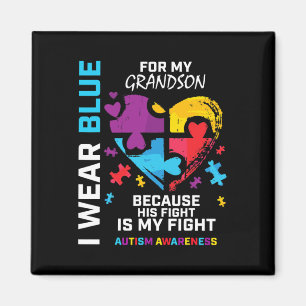 Grandma Grandpa I Wear Blue For My Grandson Autism Magnet