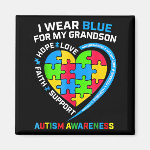 Grandma Grandpa I Wear Blue for My Grandson Autism Magnet