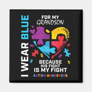Grandma Grandpa I Wear Blue For My Grandson Autism Magnet