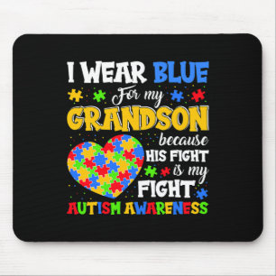 Grandma Grandpa I Wear Blue For My Grandson Autism Mouse Pad