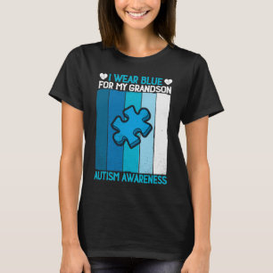 Grandma Grandpa I Wear Blue For My Grandson Autism T-Shirt