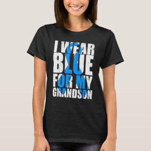 Grandma Grandpa I Wear Blue For My Grandson Autism T-Shirt
