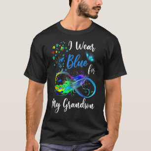 Grandma Grandpa I Wear Blue For My Grandson Autism T-Shirt