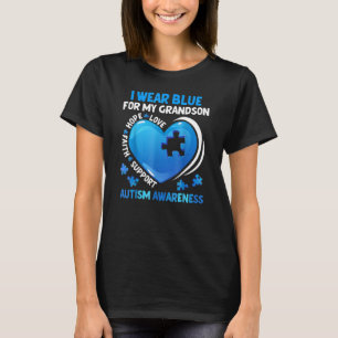 Grandma Grandpa I Wear Blue For My Grandson Autism T-Shirt
