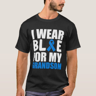 Grandma Grandpa I Wear Blue For My Grandson Autism T-Shirt