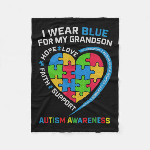 Grandma Grandpa I Wear Blue For My Grandson Fleece Blanket