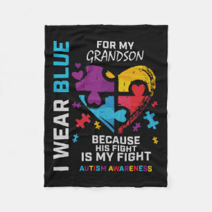 Grandma Grandpa I Wear Blue For My Grandson Fleece Blanket
