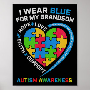 Grandma Grandpa I Wear Blue For My Grandson Poster
