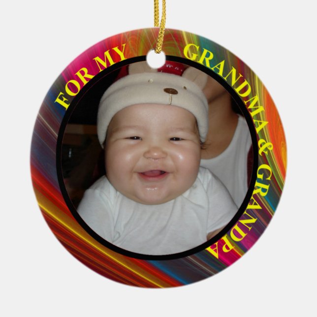 Grandma & Grandpa Photo Gift Tag & Ornament (Front)