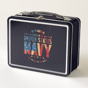 Grandma & Grandpa Us Navy  - My Grandson Serves Metal Lunch Box