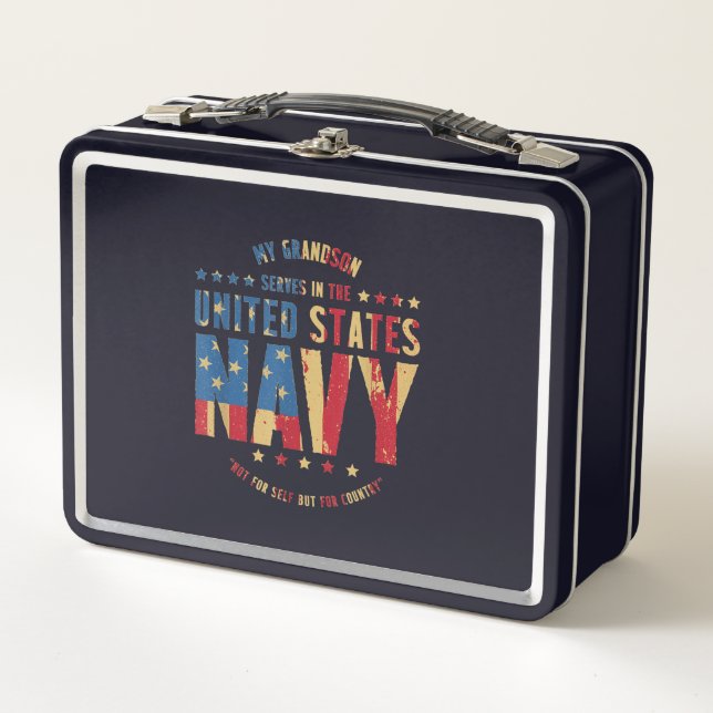 Grandma & Grandpa Us Navy  - My Grandson Serves Metal Lunch Box (Front)