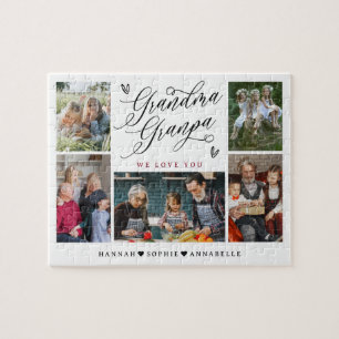 Grandma & Grandpa We Love You Photo Collage  Jigsaw Puzzle