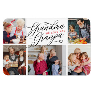 Grandma Grandpa We Love You Photo Collage Magnet