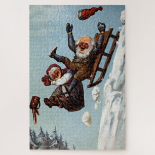 Grandma Grandpa Xmas Sleigh Ride Wilhelm Larsen Jigsaw Puzzle