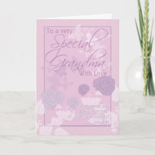 Grandma, Grandparents Day Card - Pink, Butterflies