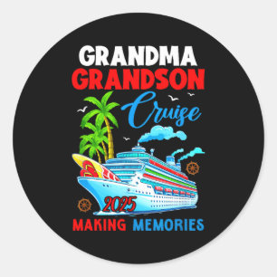 Grandma Grandson Cruise 2025 Memories Christmas Fa Classic Round Sticker