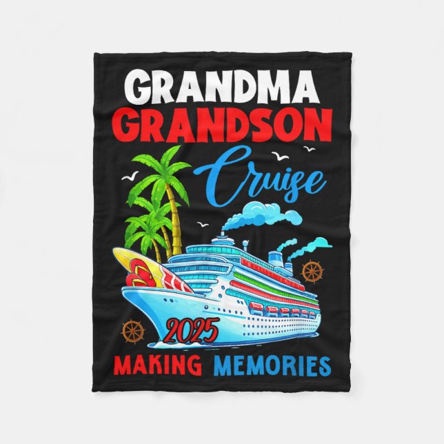 Grandma Grandson Cruise 2025 Memories Christmas Fa Fleece Blanket (Front)