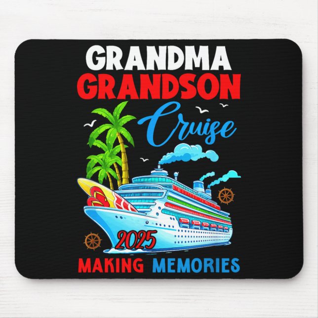 Grandma Grandson Cruise 2025 Memories Christmas Fa Mouse Pad (Front)
