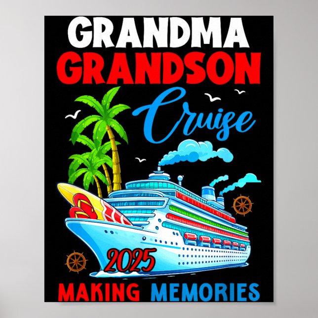 Grandma Grandson Cruise 2025 Memories Christmas Fa Poster (Front)