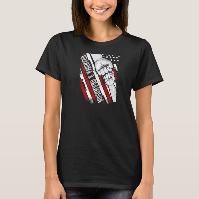 Grandma Grandson Unbreakable Bond Usa Flag Patriot T-Shirt (Front)