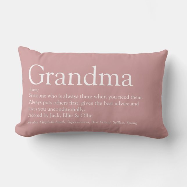 Grandma Granny Definition Dusty Rose Pink Lumbar Cushion (Front)