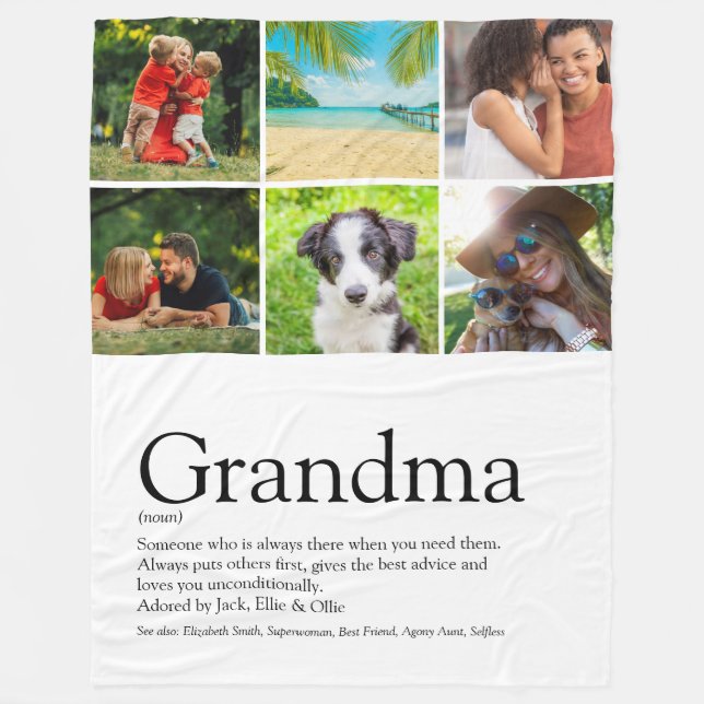Grandma Granny Definition Photo Collage Fleece Blanket (Front)
