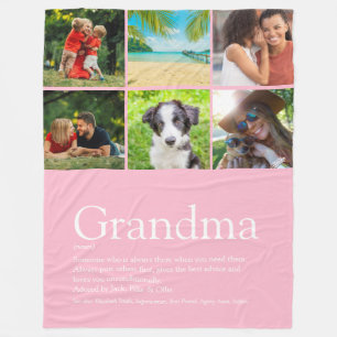 Grandma Granny Definition Photo Collage Pink Fleece Blanket