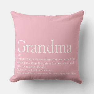 Grandma Granny Definition Saying Pink Large Cushion