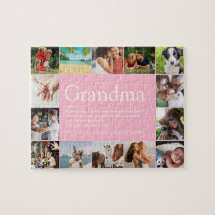 Grandma, Granny, Nana Definition 14 Photo Pink Jigsaw Puzzle