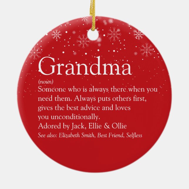 Grandma Granny Nana Definition Photo Ceramic Ornament (Back)