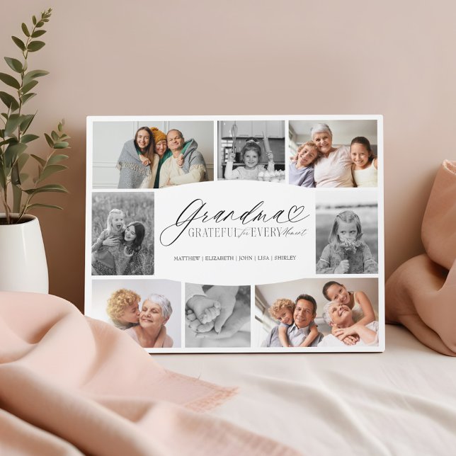 Grandma Grateful for Every Moment Photo Collage Plaque (Grandma Grateful for Every Moment Photo Collage Plaque)
