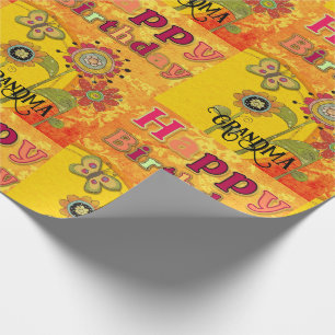 Grandma Groovy Birthday 1970's Vibe Custom Wrapping Paper