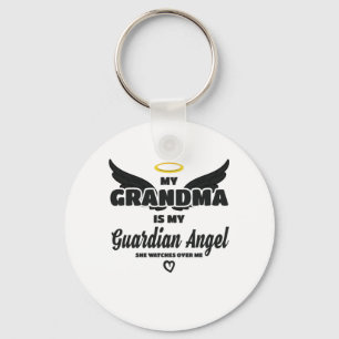 Grandma Guardian Angel Watches Over Me In Memory Key Ring