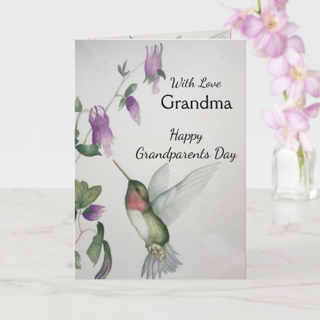 Grandma Happy Grandparents Day Hummingbird Card (Orchid)