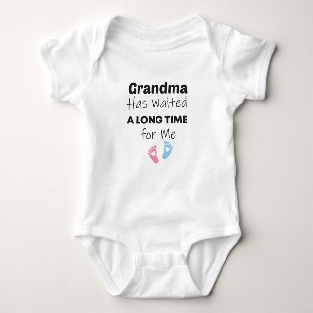 Grandma Has Waited a Long Time for Me Baby Gift  Bodysuit (Front)