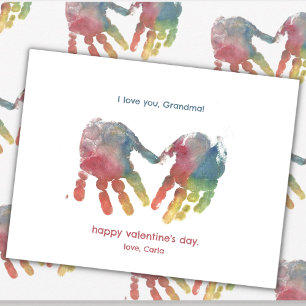 Grandma Heart Handprints Valentine's Day Holiday Card
