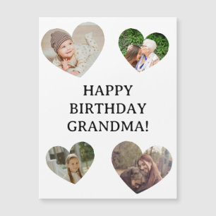 Grandma Hearts Photo Collage Birthday Magnet Card