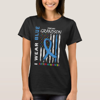 Grandma I Wear Blue For My Grandson Autism Awarene T-Shirt