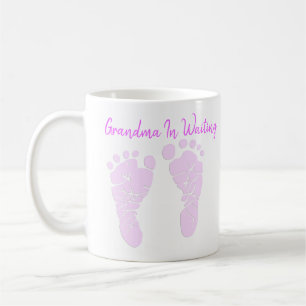 Grandma In Waiting Pink Baby Feet Announcement Coffee Mug