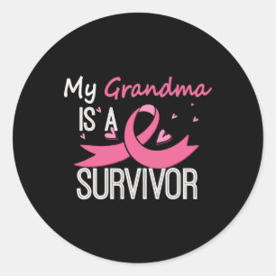Grandma Is A Survivor Breast Cancer Awareness Classic Round Sticker