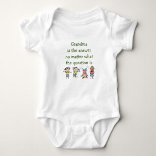 Grandma is the Answer Fun Kids Quote Baby Bodysuit