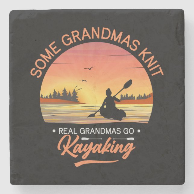 Grandma Kayaking Stone Coaster (Front)