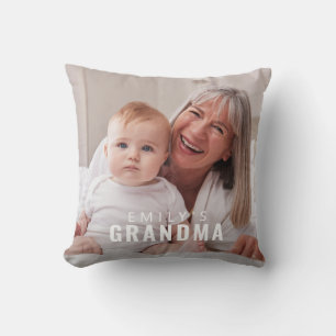 Grandma Keepsake Modern Bold Monogram Photo Cushion