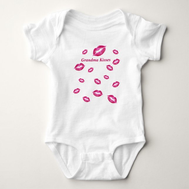 Grandma Kisses Red Lips Baby Bodysuit (Front)