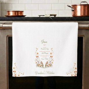 Grandma Kitchen Jesus Bread Of Life Wildflowers Tea Towel