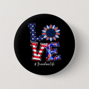 Grandma Life 4th Of July Love Sunflower American F 6 Cm Round Badge