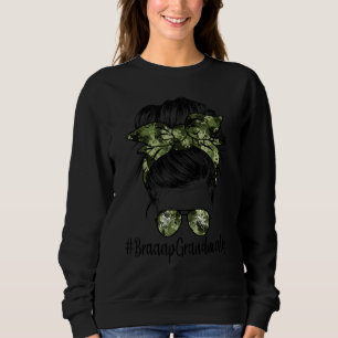 Grandma Life Camouflage Glasses Messy Bun Mum Moth Sweatshirt