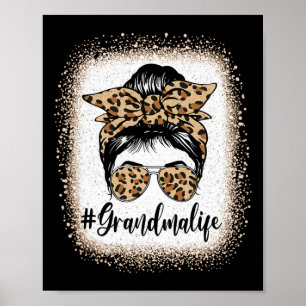 Grandma Life Messy Bun Grandmother Announcement Mo Poster