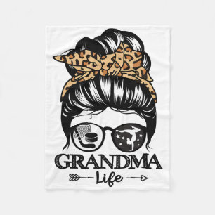Grandma Life Messy Bun Hair Funny Hockey Gymnastic Fleece Blanket